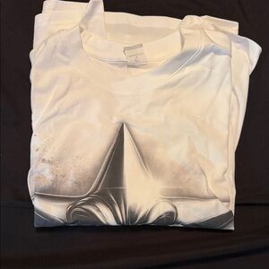 Caribbean White Short Sleeve Tee with Black Star Gradient Graphic